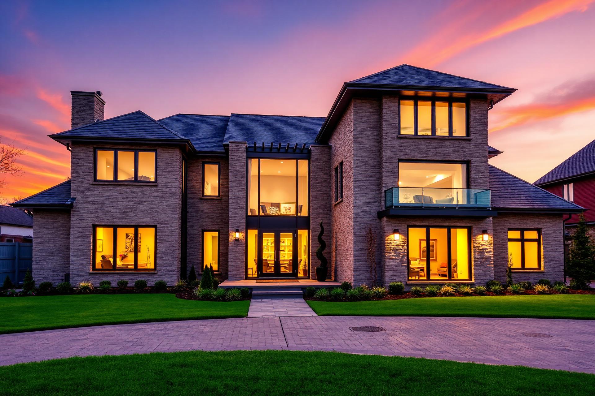 Luxury detached home in Lions Valley at sunset
